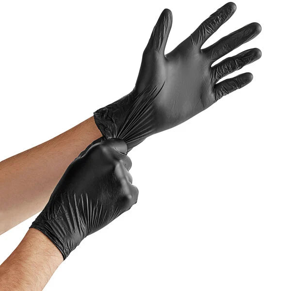 394345SCASE Noble NexGen Powder-Free Disposable Black Hybrid 3 Mil Thick Gloves - Small